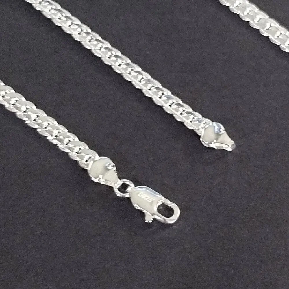 925 Silver Necklace Bracelet Set Cuban Snake Chain Men's Vtg Fashion Gift